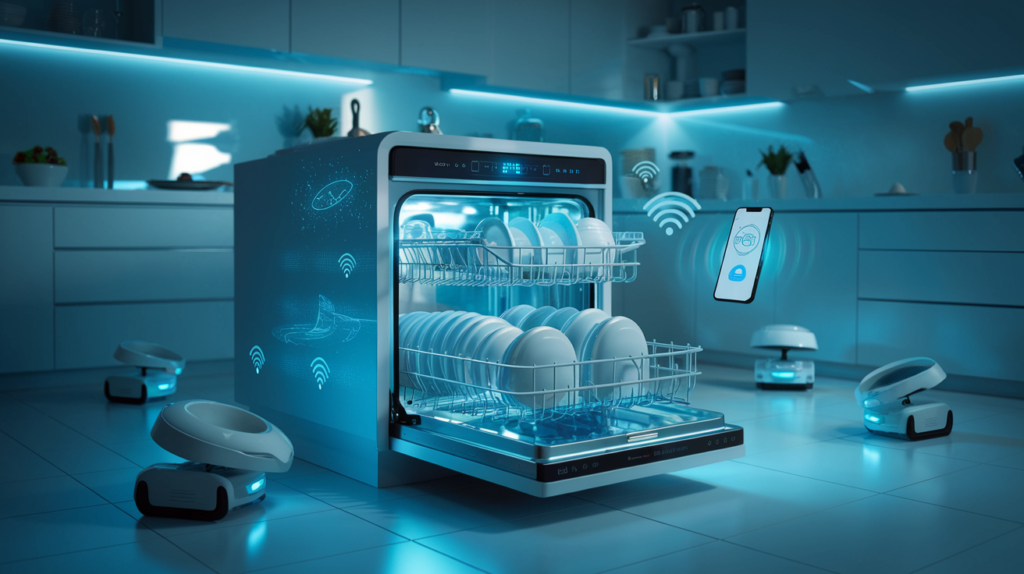 WiFi-enabled dishwasher transforms kitchen into futuristic cleaning command center